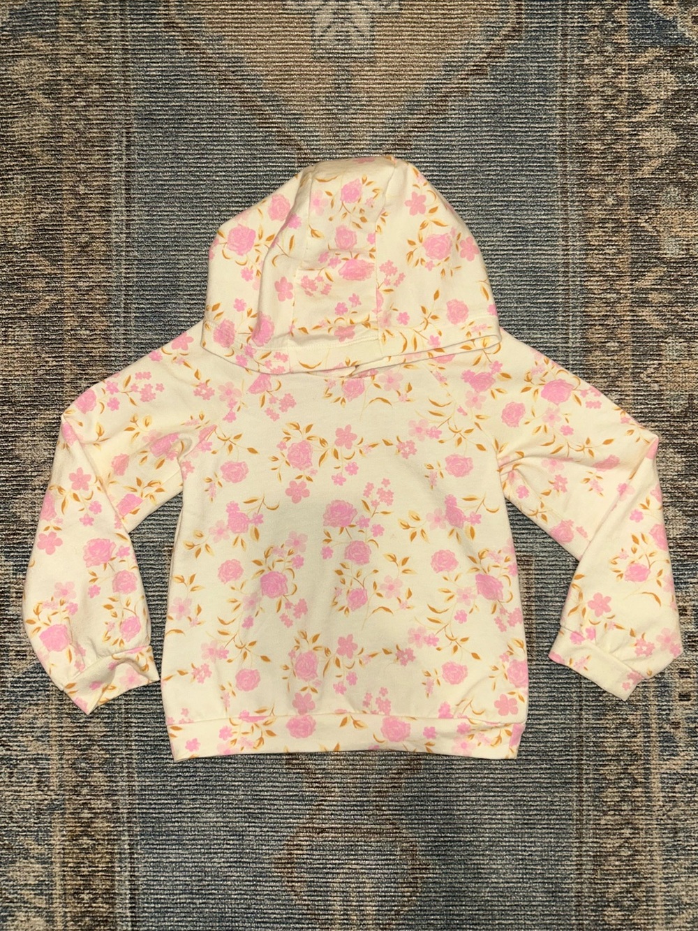 Nicole Miller Toddler Floral Hoodie Top - Pink & Cream